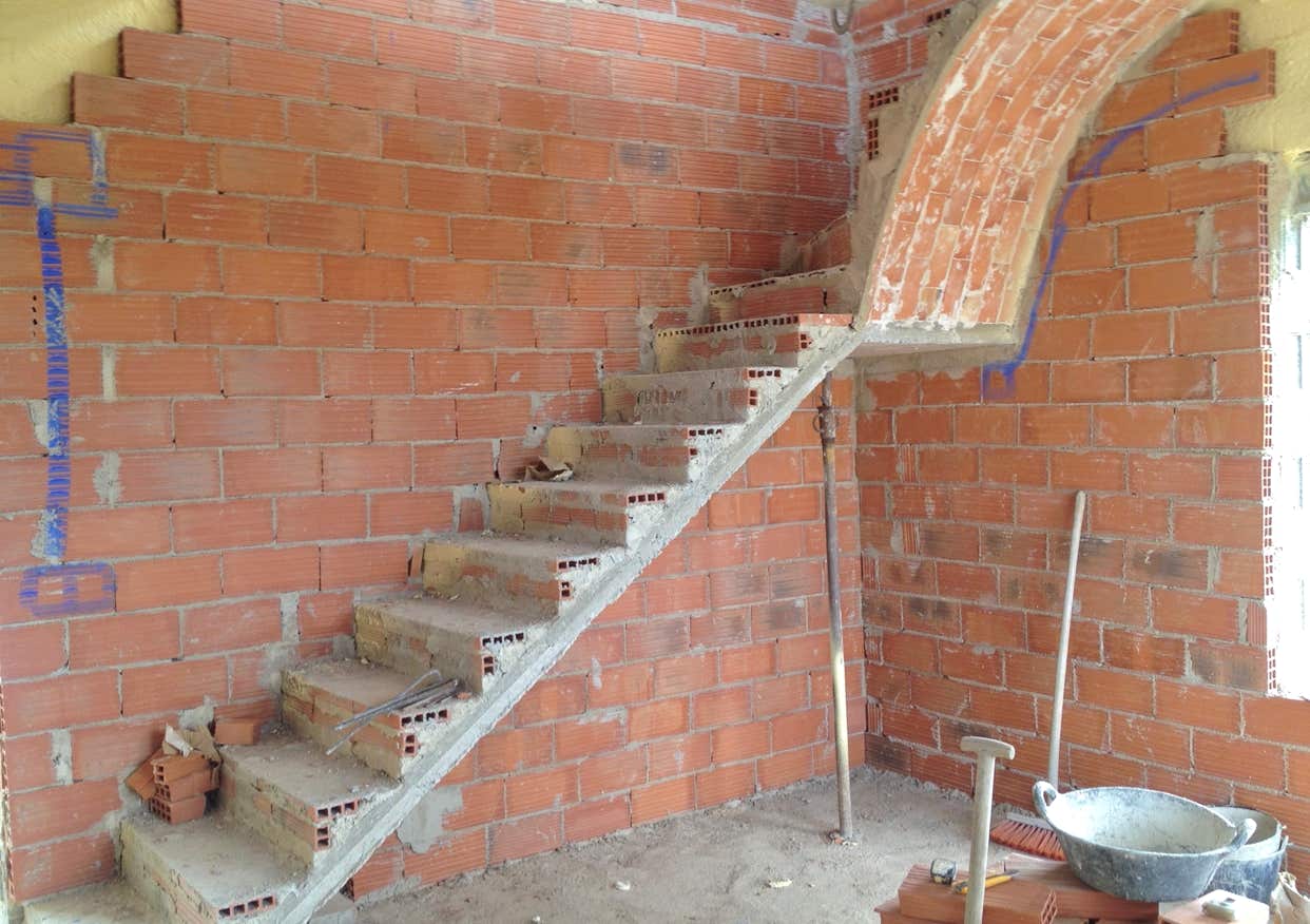 Innenansicht des Neubaus im Rohbau